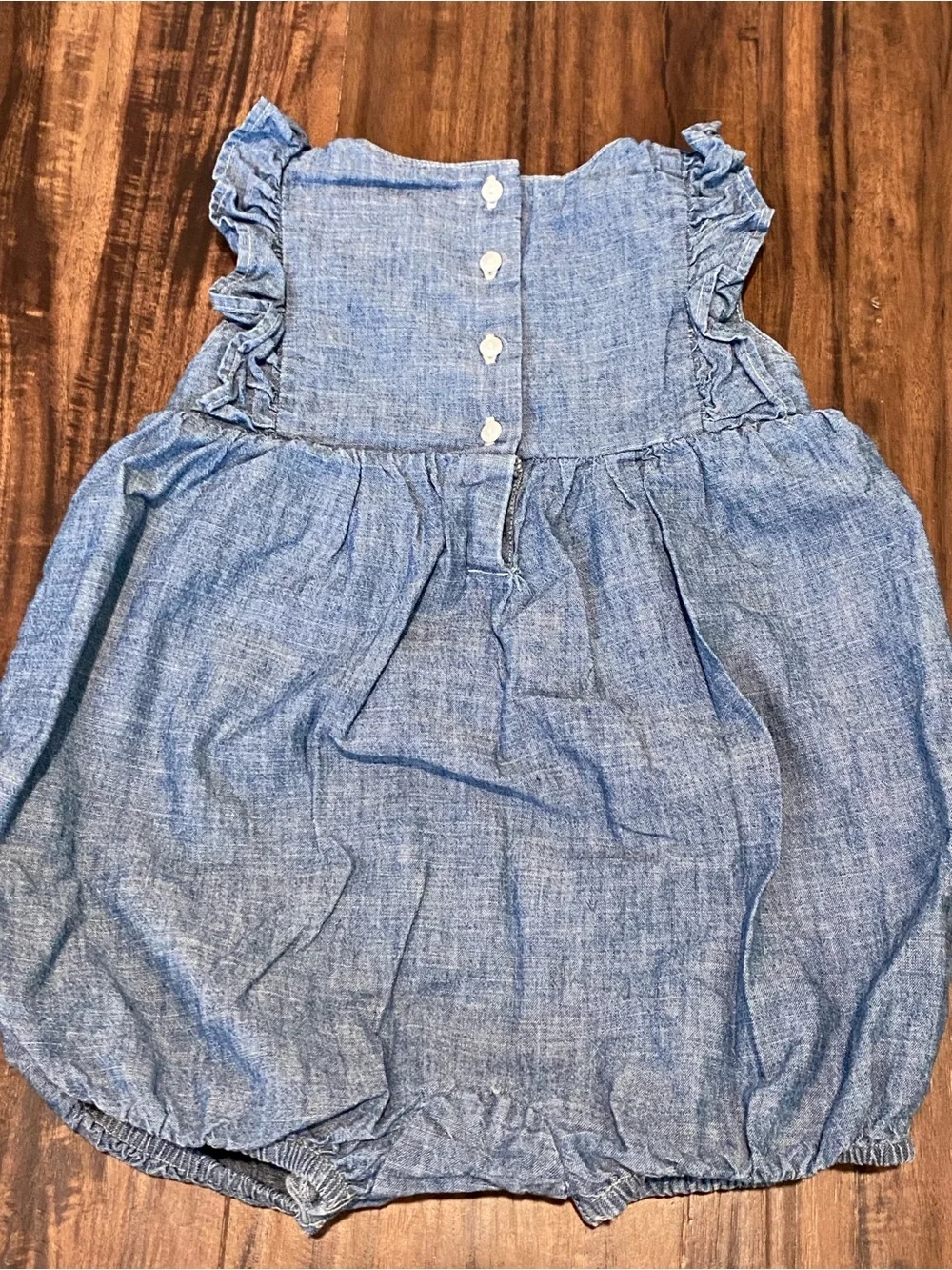 Ralph Lauren Light Blue Chambray Baby Bubble Romper